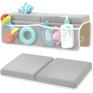 TOUA Comfortable Soft Baby Support Bathtub Kneeler Mat Knee Saver Cushion and Bathroom Elbow Rest Pad Set (Light Gray)