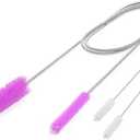 Flexible Drain Cleaning Brush (72" Long) for Drains, Bottles, Bathroom Sink, Bathtub, Shower, and Kitchen Sink, Heavy-Duty Double Ended Nylon with Elastic Hose, Bathroom Cleaning Supplies