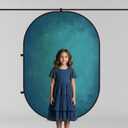 Kate Collapsible Backdrop for Photography Flower Blue and Green Portable Photo Backdrops Pop Up Background for Portrait, Live Streaming, 5x6.5ft