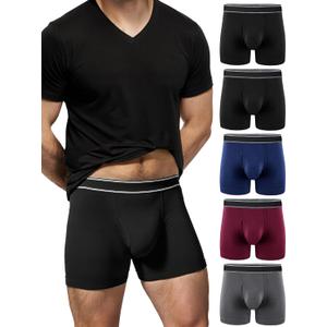 TIICHOO Washable Incontinence Underwear for Men Cotton Leakproof Underwear 5 Pack(X-Large, 2 Black/Gray/Navy Blue/Burgundy)