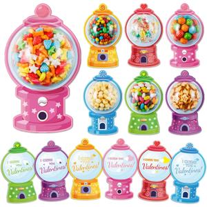 Jumlys Valentines Cards for Kids Classroom, 48 Pack Gumball Machine Valentines Candy Card Set, DIY Valentine Exchange Cards with Plastic Domes, Ideal Valentines Day Gifts for Boys Girls School