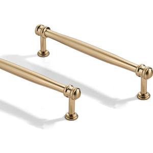 10 Pack 5 inch(128mm) Center to Center Brushed Brass Cabinet Pulls Solid Cabinet Hardware Heavy-Duty Drawer Pulls Kitchen Handles for Cabinets Cupboard Handles