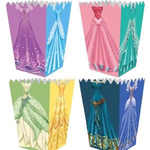 24 Pcs Princess Party Popcorn Boxes for Princess Party Supplies, Candy & Treat Boxes