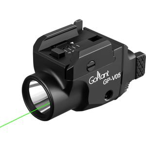 1500 Lumens Compact Weapon Laser Light, Aircraft Grade Aluminum Pistol Light, Adjustable Rail-Mounted Handgun Light and Green Laser Combo (Black)