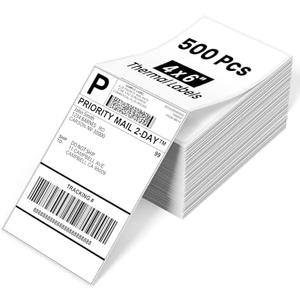 Phomemo 4x6 Shipping Labels, 500 PCS Fan-Fold Thermal Labels, Compatible with MUNBYN,JADENS,Nelko,Phomemo 241bt,243BT, D450BT,D520BT,2411BT Label Printer,Water/Oilproof Label Stickers for Address Mail . Pack Of 12