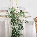 Ling's Moment Willow Leaf Greenery Swag, 5.9ft Artificial Silk Real Touch Italian Ruscus Rattan Garland, Fake Wispy Hanging Vine Stem for Home Decor Wedding Table Centerpieces Birthday Party Garden
