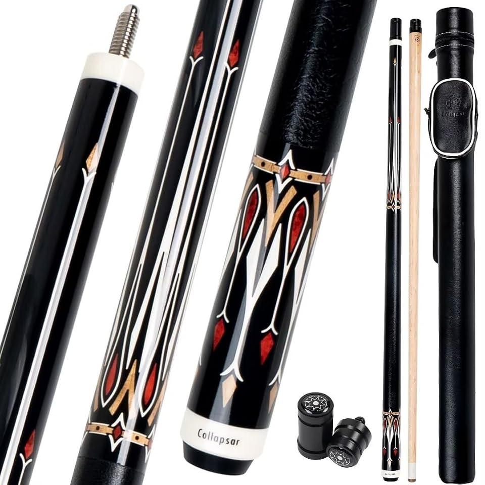 Collapsar CA Pool Stick with 1X1 Hard Case 58" Billiard Cue Stick | Canadian Maple Shaft with 13mm Cue Tip, 21 oz Professional