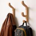 Wooden Wall Hook for Coat and Towel  2 Pack Beech Wood Hooks for Heavy Bags, Towels, Hats & Clothes, WCH3B, Wall Mounted 3 Curved Hooks Design, Modern Home Decor, Patent Pending, Large