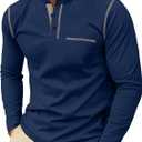Sailwind Men's Henley Shirts Long Sleeve Button T-Shirt Casual Stylish Cotton Pullover Shirt with Pocket (Medium, Dark Blue)