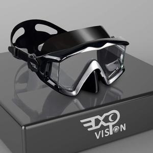 Adult Pano 3 Scuba Diving Mask, Tempered Glass Snorkel Mask Anti-Fog Swim Mask No Leakage Swim Goggles with Nose Cover Snorkeling Gear for Snorkeling, Freediving, Swimming (Black)
