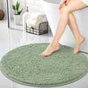 OLANLY 30-inch Round Bathroom Rugs, Extra Soft and Absorbent Chenille Bath Rugs, Quick Dry Machine Washable Bath Mats for Bathroom Floor, Tub and Shower, Home Decor Accessories, Sage Green