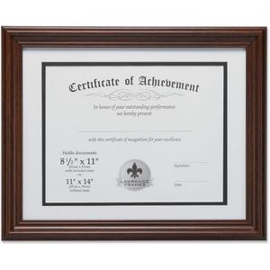 Lawrence Frames Dual Use 11 by 14-Inch Certificate Picture Frame with Double Bevel Cut Matting for 8.5 by 11-Inch Document, Walnut