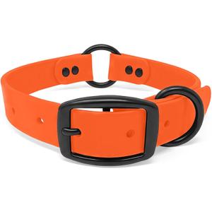 Regal Dog Products Large Orange Waterproof, Biothane Hunting Dog Collar with Heavy Duty Black Hardware Center Ring, Double Buckle and D Ring | Custom Fit Vinyl-Coated Webbing |  Large