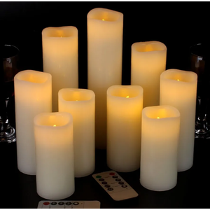 Vinkor Flameless Candles Battery Operated Candles Real Wax Pillar LED Candles with 10-Key Remote and Cycling 24 Hours Timer (Ivory 4" 5" 6" 7" 8" 9")
