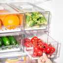 2Pack Fridge Organizer Bins with Pull Out Drawer Stackable Refrigerator Drawers Set for Save Vertical Space, Clear Cabinet Organizers for Kitchen Pantry Bedroom Office Closet Produce Storage
