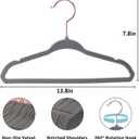 Tonswachic Kids Velvet Hangers 30 Pack - 14 Inch Premium Non Slip Kids Felt Hanger for Clothes - Ultra Thin Baby Felt Hangers for Youth Childrens' Closet with 10 Hanger Clips - Gray