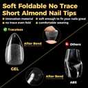 UNA GELLA Short Almond Gel Nail Tips, 600 Pcs Pre-Filed Short Nail Tips Almond Shape Half Matte Press On Nails 12 Sizes Full Cover Clear Fake Nails for Extension Home DIY Salon with Box