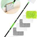 4-in-1 Baseboard Cleaning Tool with Handle 5 Reusable Pads 1 Stiff Bristle Brush Carpet Rake for Pet Hair Removal Baseboard Cleaner Carpet Windows Wall Floor Bathroom Kitchen