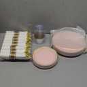 175PCS Pink Plastic Dinnerware Set, Disposable Party Plates for 25 Guests, Include: 50 Pink and Gold Plastic Plates, 25 Pre Rolled Napkins with Gold Silverware, 25 Cups for Wedding, Christmas