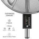Holmes 16 Inch Chrome Digital Metal Stand Fan 3 Speeds 75 Degree Oscillation 20 Degree Head Tilt Adjustable Height Quiet Operation Remote Control for Home Office Bedroom Living Room