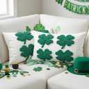 Mixweer 2 Pcs St. Patrick's Day Plush Pillow Covers 12 x 20 Inch Irish Clover Throw Pillowcases White Green Sequin Cushion Covers Home Decor for Couch Sofa Bed Farmhouse Decorative