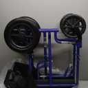 Medline Lightweight Foldable Transport Wheelchair with Handbrakes and 12-Inch Wheels, Blue Frame, Black Upholstery