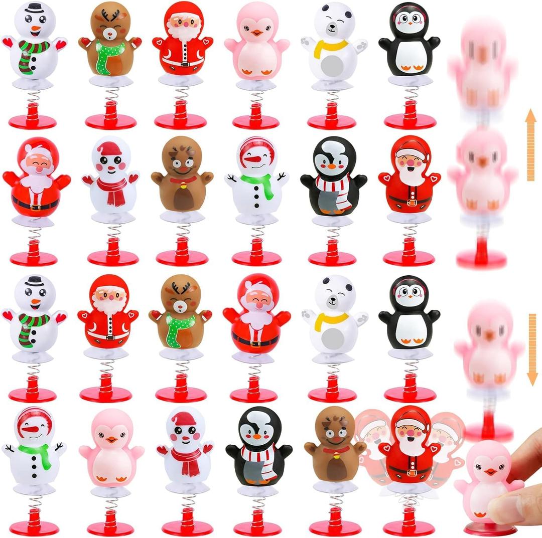 MGparty 24 Pack Christmas Jumping Popper Spring Toys Christmas Party Favors for Kids Birthday Party Carnival Prizes Pinata Filler Classroom Rewards Treat Bags Gifts Poppers Toys Pop Up Critters