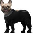 ROZKITCH Dog Recovery Suit After Surgery, Prevent Licking & Shedding, Dog E-Collar Alternative Four-Sleeve with Adjustable Leg Drawstrings & Belly Access, Post-Surgery Bodysuit for Medium Dogs Black, Size M