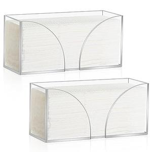 2PCS Paper Towel Dispenser Countertop Acrylic Clear Paper Towel Holder for Bathroom Folded Paper Towel Dispenser Clear Trifold Paper Napkin Holder for Z-fold C-fold MultiFold Trifold - Home Kitchen