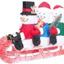 Alpine Corporation 29" H Let It Snow White Fabric Snowman with LED Lights, Indoor and Outdoor Christmas Decor