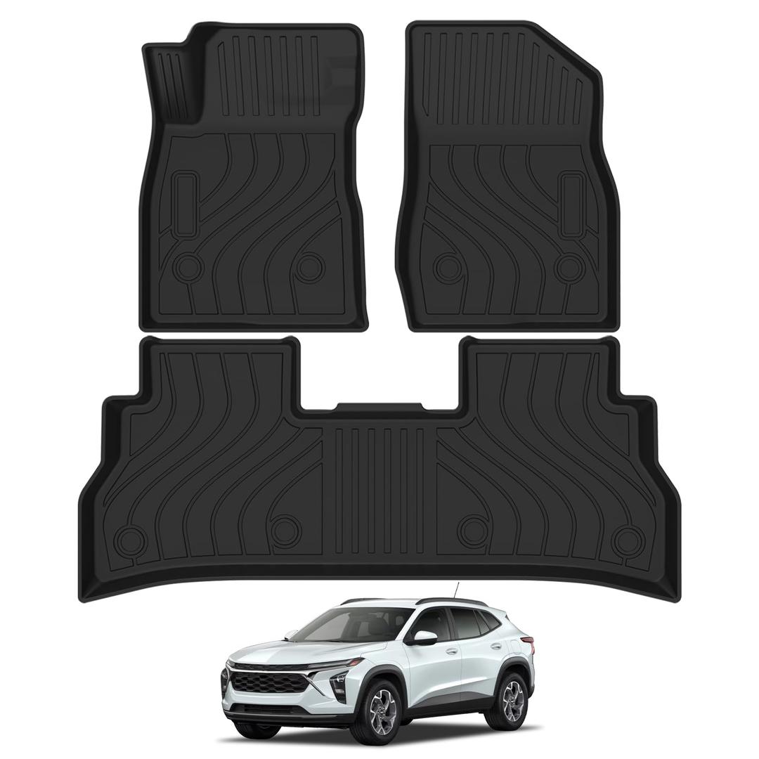 Falafa Floor Mats for Chevy Trax 2024 2025 & Buick Envista, All Weather TPE Heavy Duty Floor Liners, 1st and 2nd Row Full Set Car Mats, Black