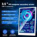 3.5 Inch IPS USB Mini Screen No Installation AIDA64 Pc Case Screen Computer Temp Monitor PC Temperature Display with Stand, USB Cable, Manual (1Pcs,White)