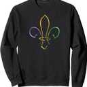 MARDI GRAS GOLD PURPLE GREEN FLEUR DE LIS Sweatshirt (S, Black)
