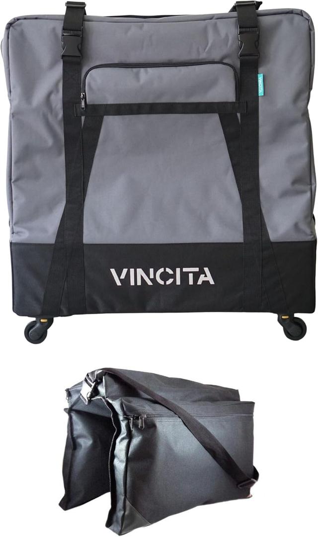 Vincita Sightseer 4.0 Soft Transport Bag for Brompton Folding Bicycle - with Garment Bag, Four Detachable Wheels and Shoulder Strap Brompton Bike Bag Lightweight Solution for Air Traveling (Dark Grey)