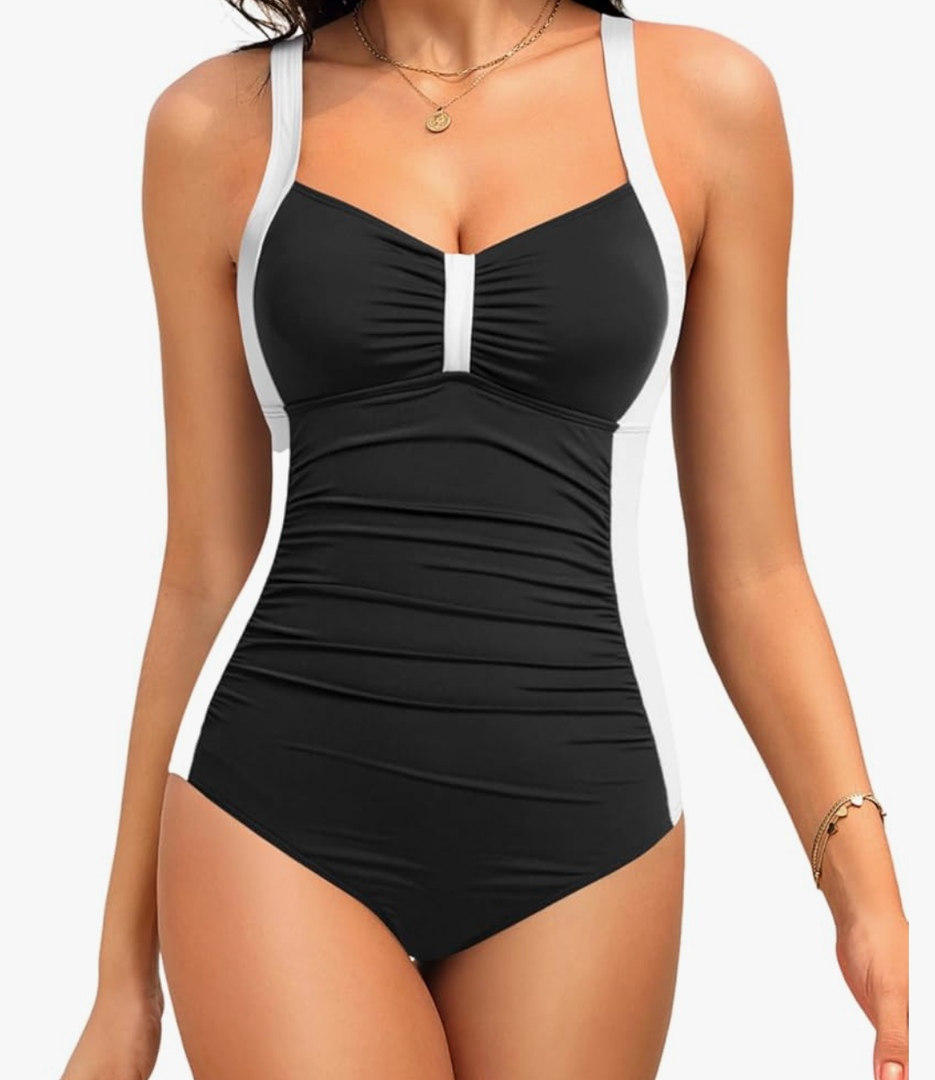 Tempt Me Women Ruched Slimming One Piece Swimsuits Tummy Control Vintage Bathing Suits XXl