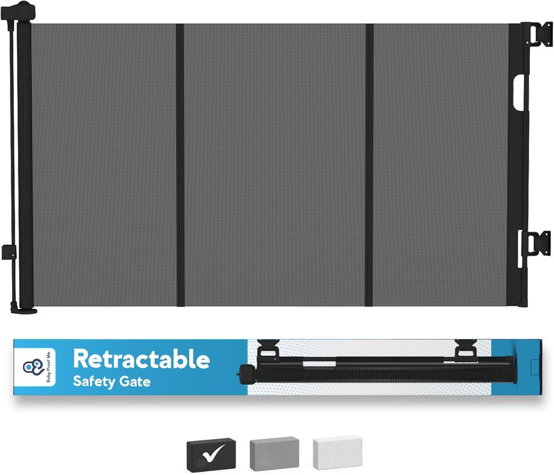 Baby Proof Me Retractable Baby Gates for Stairs & Doorways - 71 Wide Mesh Safety Gate for Toddlers, Dog & Pets - Use for Indoor/Outdoor, Hallways, Deck, Porch - Easy Installation, Secure Closure