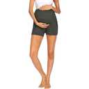 LOKTENPIE Women's Maternity Shorts Over Belly Workout Running Casual Summer Pregnancy Shorts(Dusty Gray, Large)