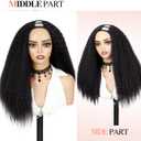 WIGER Kinky Straight U Part Wigs Human Hair Half Wig Natural Color Glueless Thin Leave Out Curly Hair 200% Density 22 Inch kinky Curly Clip in Wigs for Black Women Wear And Go Wig