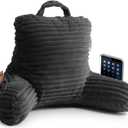 Nestl Reading Pillow for Kids & Teens with Shredded Memory Foam, Luxe Cut Plush Backrest Pillows for Reading and Gaming, for use on Couch, Bed, Floor, Adjustable Support with Washable Cover Dark Grey (Small 14")