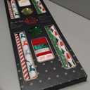 LaRibbons Christmas Wrapping Paper Sets, Reindeer & Santa & Candy Cane Stripes Design with Ribbons & Gift Tags & Metallic Pom Pom for Christmas, Holiday, 30Inch × 10Feet（ 4 Rolls: 100 Sq.Ft.Ttl）