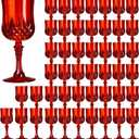 XKXKKE 48 Pcs Red Plastic Wine Glasses, Plastic Water Goblets for Parties, Stemmed Drinking Glasses for Wedding Reception, Grand Event Party Bar Supplies Reusable Drinking Cups