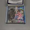 LEIOSAGN 180pcs Silver DIY Beadable Keychains Making Kit with 120pcs15mm Silicone Beads and Spacer Beads, 20 Blank Beadable Keychain Bars in 2 Shapes, 20 Thank You Cards, 20 Resealable Pouch Bag