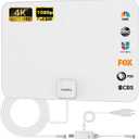 TV Antenna Indoor, Digital Amplified Indoor HDTV Antenna, 1080p VHF UHF Television Local Channels Detachable Signal Amplifier and 16.5ft Long Coax Cable, White