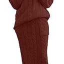 CHARTOU Women's Winter Chunky Cable Knit Long Skirt 2 Piece Outfit Sweater Sets (XX-Large, Wine Red)