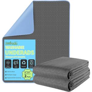 Washable Bed Pads for Incontinence Waterproof Underpads Heavy Absorbency Leakproof, 2 Pack 18" x 24" Reusable Bed Protector for Adults, Kids & Pets  Durable Encased Edge (Dark Gray)