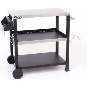 NUUK Three-Shelf Movable Outdoor Dining Cart Table, 20" x 32" NSF Stainless Steel Commercial Multifunctional Heavy Duty Kitchen Food Prep Worktable on Wheels