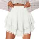 Flowy Shorts for Women Casual Boho Ruffle Tiered Skorts High Waist Mini Skirts Golf Tennis Crochet Shorts
size -s