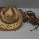 Interchangeable Cowgirl Hat Set Straw Cowboy Hat for Women Western Cowgirl Hat with Six Decorative Bands (multicolor Beige and Brown)