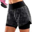 Women's Mountain Bike Shorts 4D Padded Cycling Riding Road Biking Bicycle Biker Cycle Padding UPF 50+ Shorts for Women Zipper Pockets(Black Camo, S)