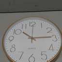 Foxtop Modern Wall Clock 12 Inch Non-Ticking Silent Battery Operated Round Quartz Rose Gold Wall Clock for Office Bedroom Living Room Kitchen Home School Decor